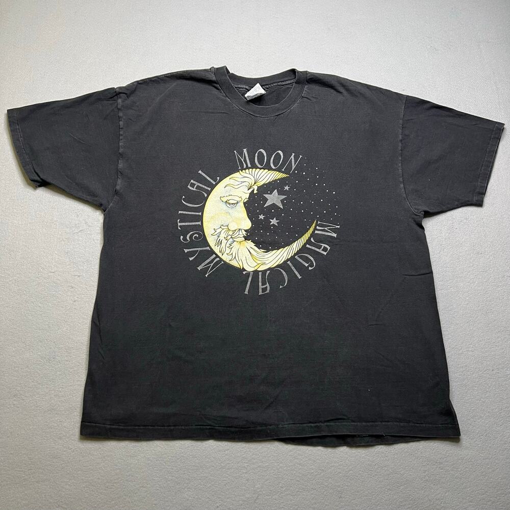 Vintage Mystic Moon Magical T Shirt XXL Black Celestial Graphic Tee 90s